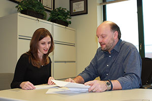 Pictured L to R: Margaret Luciano, a 2015 Ph.D. candidate and Professor John Mathieu