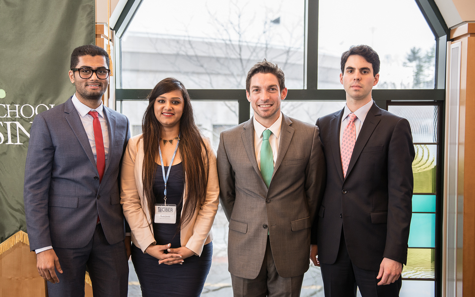2017 GE Global Fellows Milin Chhanechhara, Nidhi Jaswal, Leonard Borriello, and Michael Ballard (Nathan Oldham/UConn School of Business)