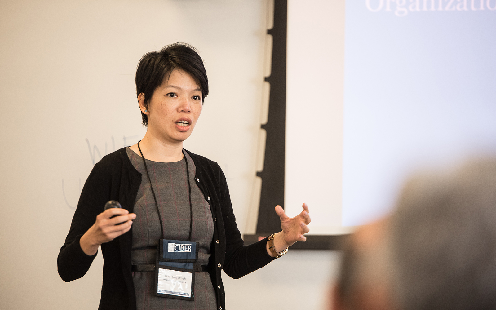 Ying-Ying Hsieh, at UConn's Blockchain Technology & Organizations Research Symposium on Aug. 14 in Stamford. (Nathan Oldham/UConn School of Business)