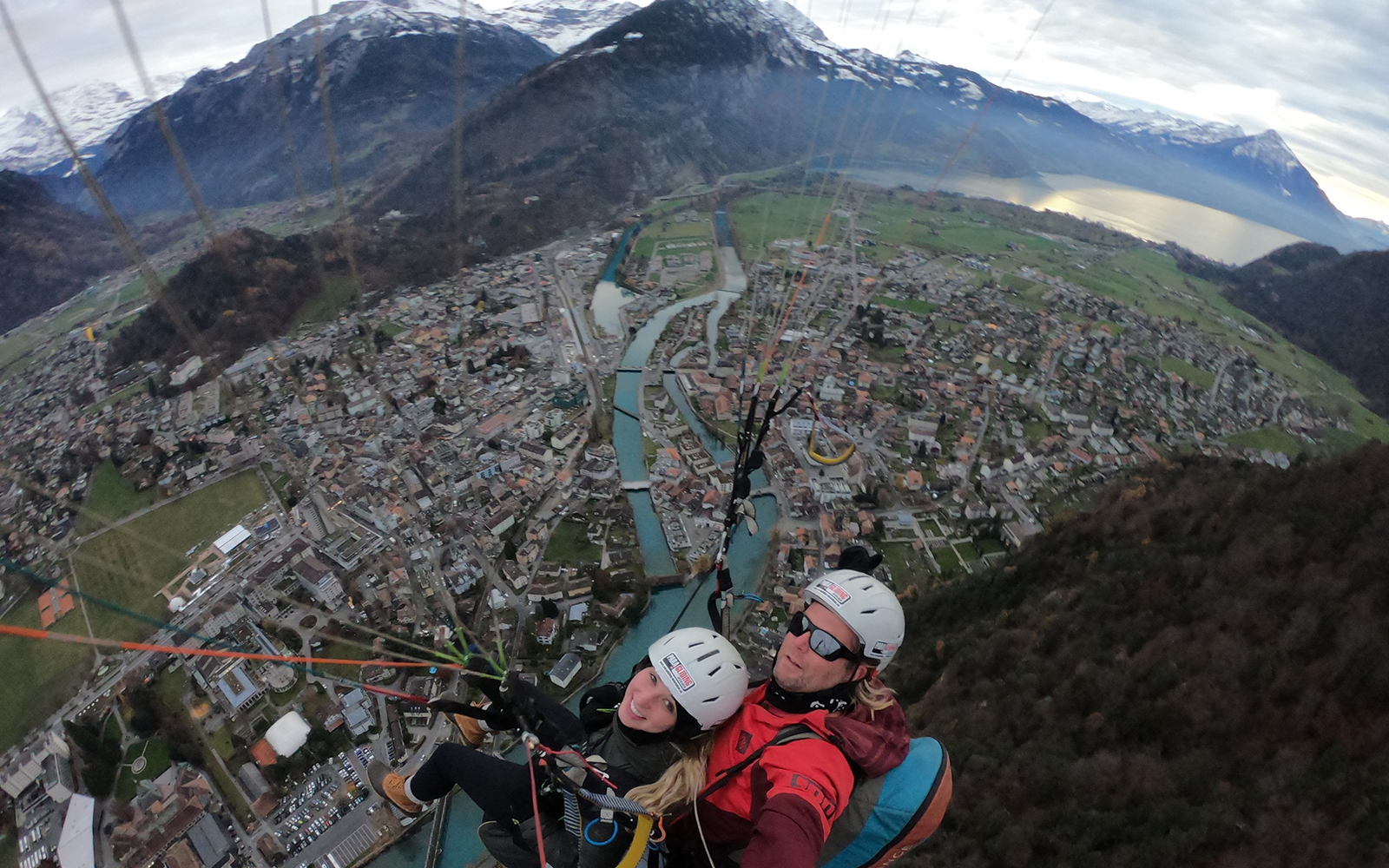 Flying above the Swiss Alps in Interlacken (Kasia Kolc / UConn School of Business)