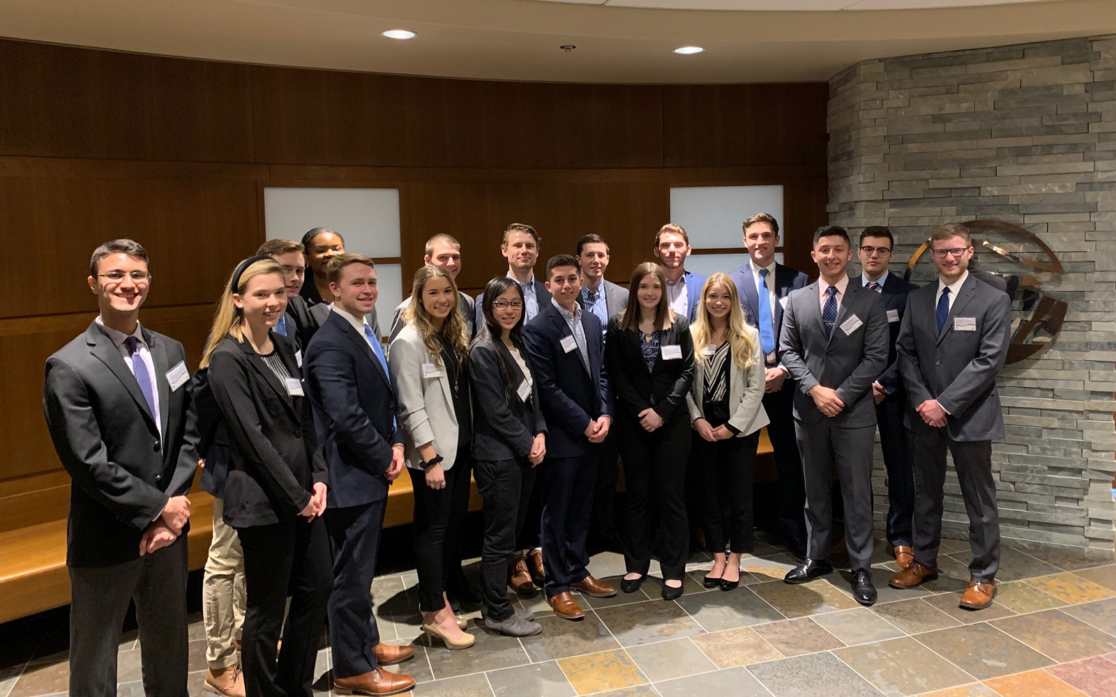 Second year students from UConn’s School of Business pose during their visit to Prudential for the yearly Immersion Bootcamp, where students have an opportunity to fine tune skills in a real-time environment. (Contributed Photo)