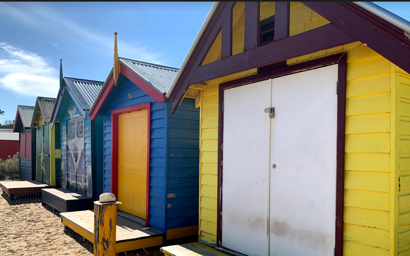 Some of the Brighton Bathing Boxes (Victoria Myers / UConn School of Business)