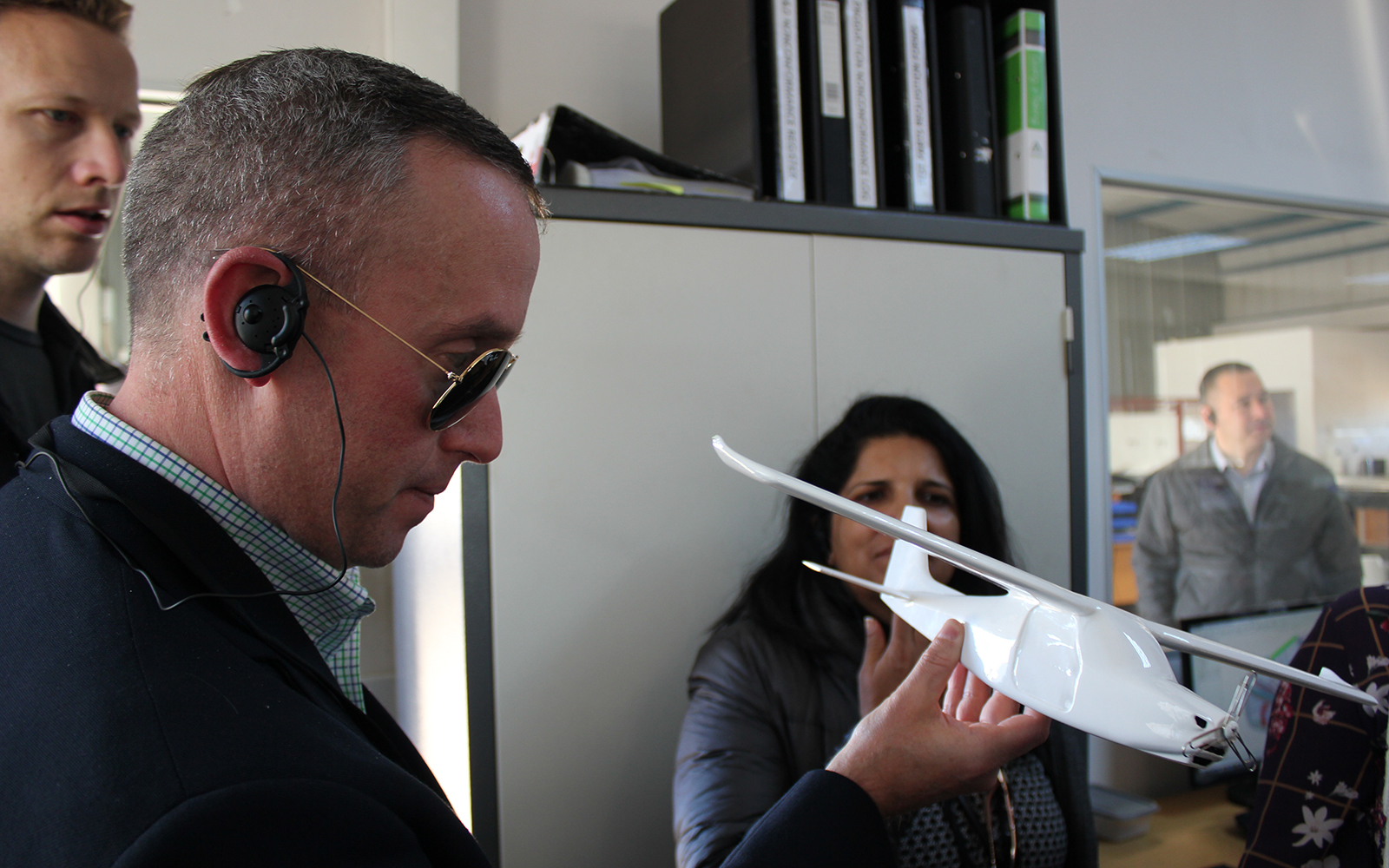 Chuck Daly (EMBA ’20) reviews a model at The Airplane Factory in the outskirts of Johannesburg.
