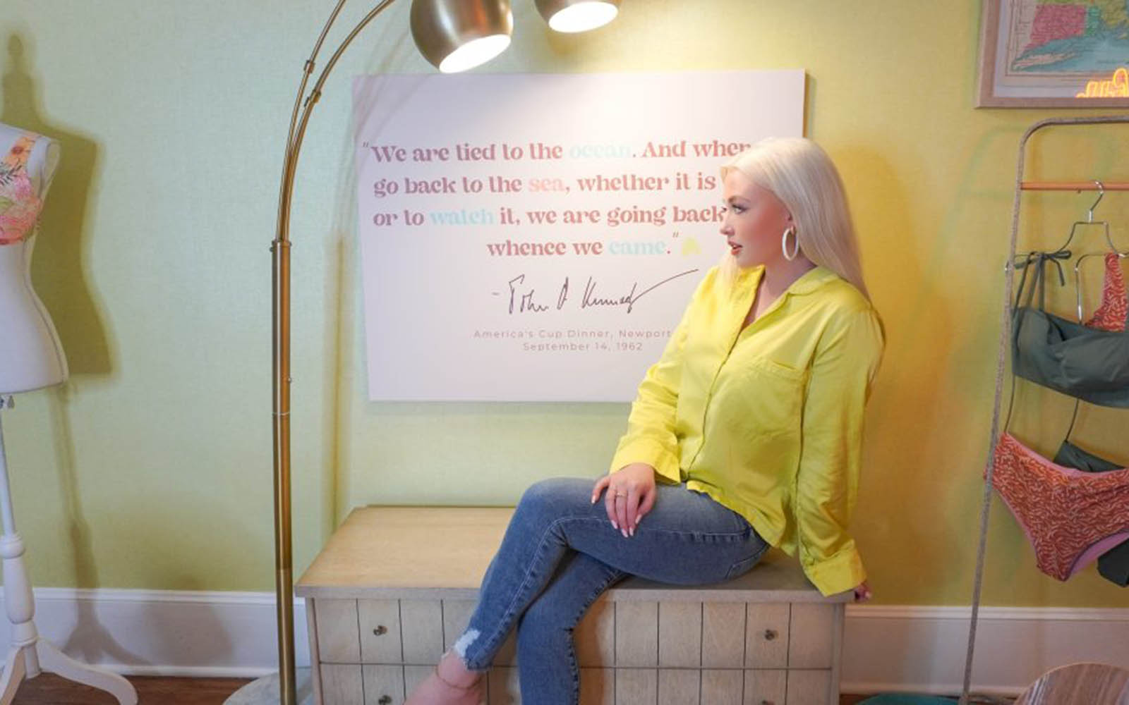 Portrait of Hayley Segar for promotion of her own swimwear line.