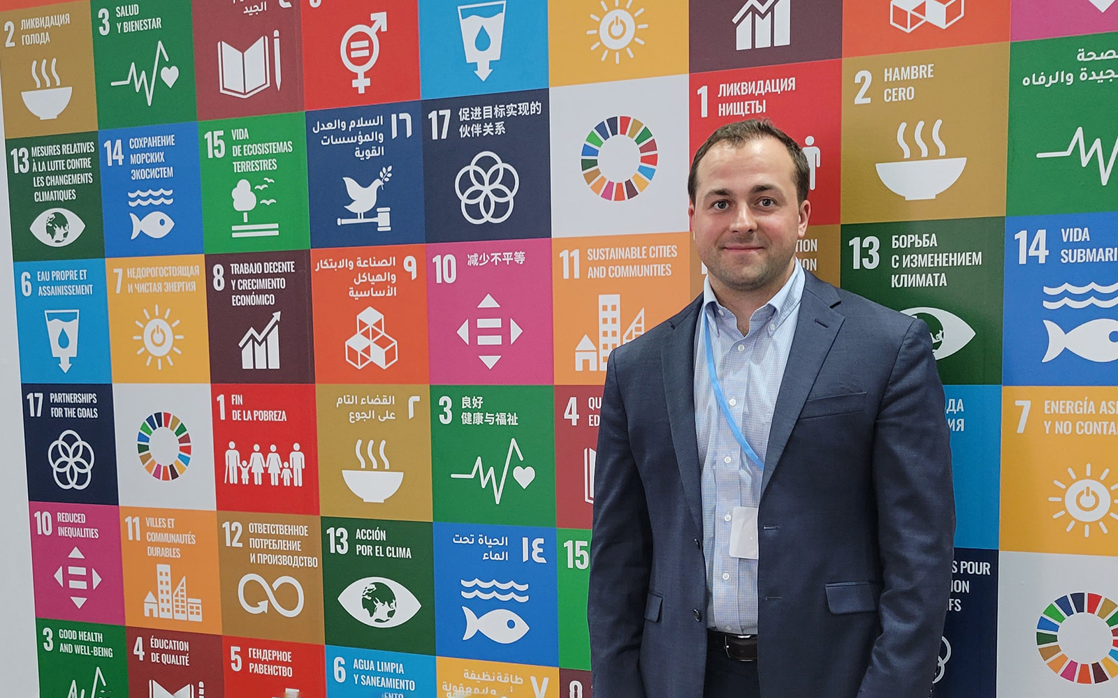 Ben North, MBA student and UConn alum, in the SDG pavilion at COP27.  (contributed photo)