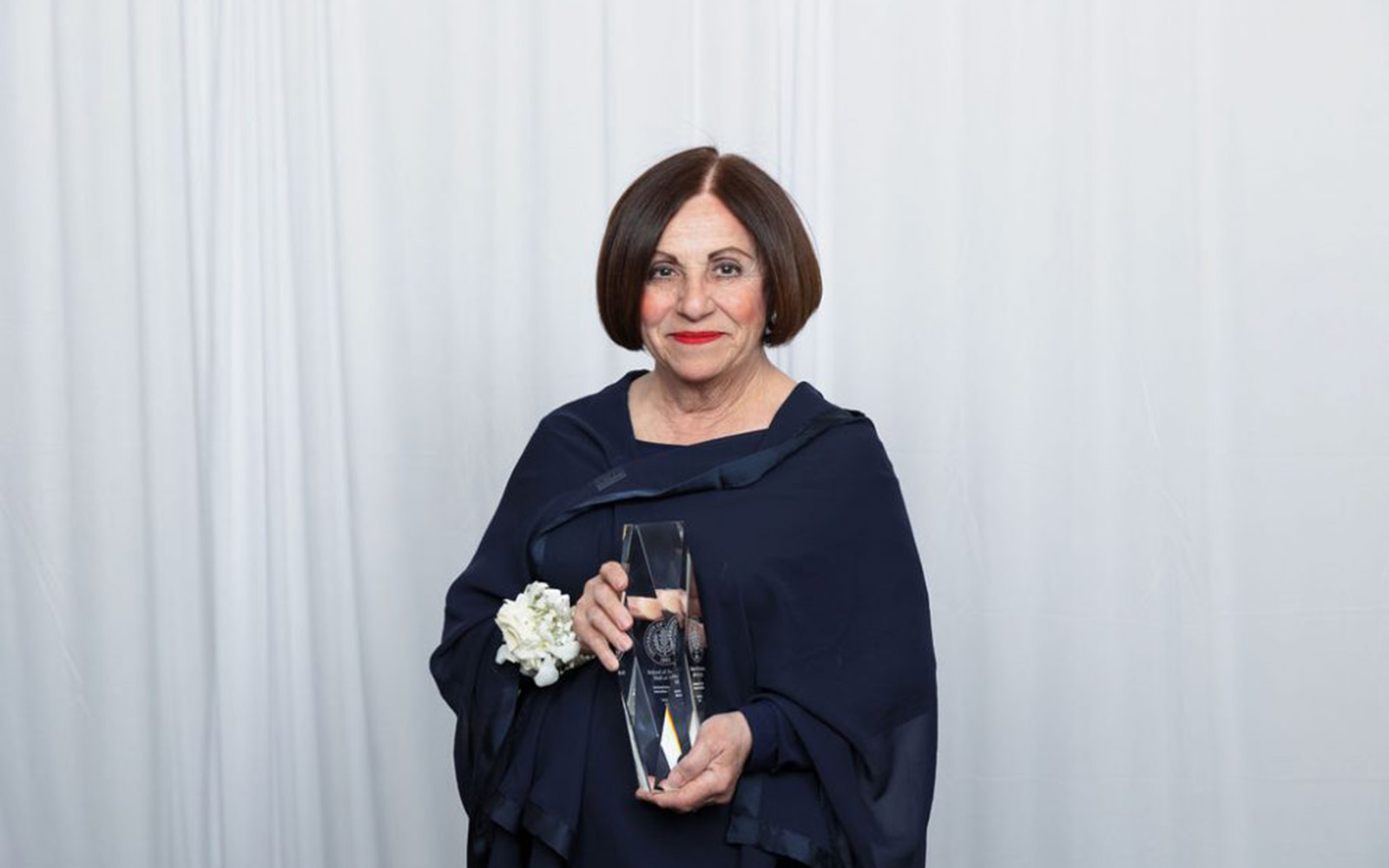 Antonietta ‘Toni’ Boucher with her School of Business Hall of Fame award.