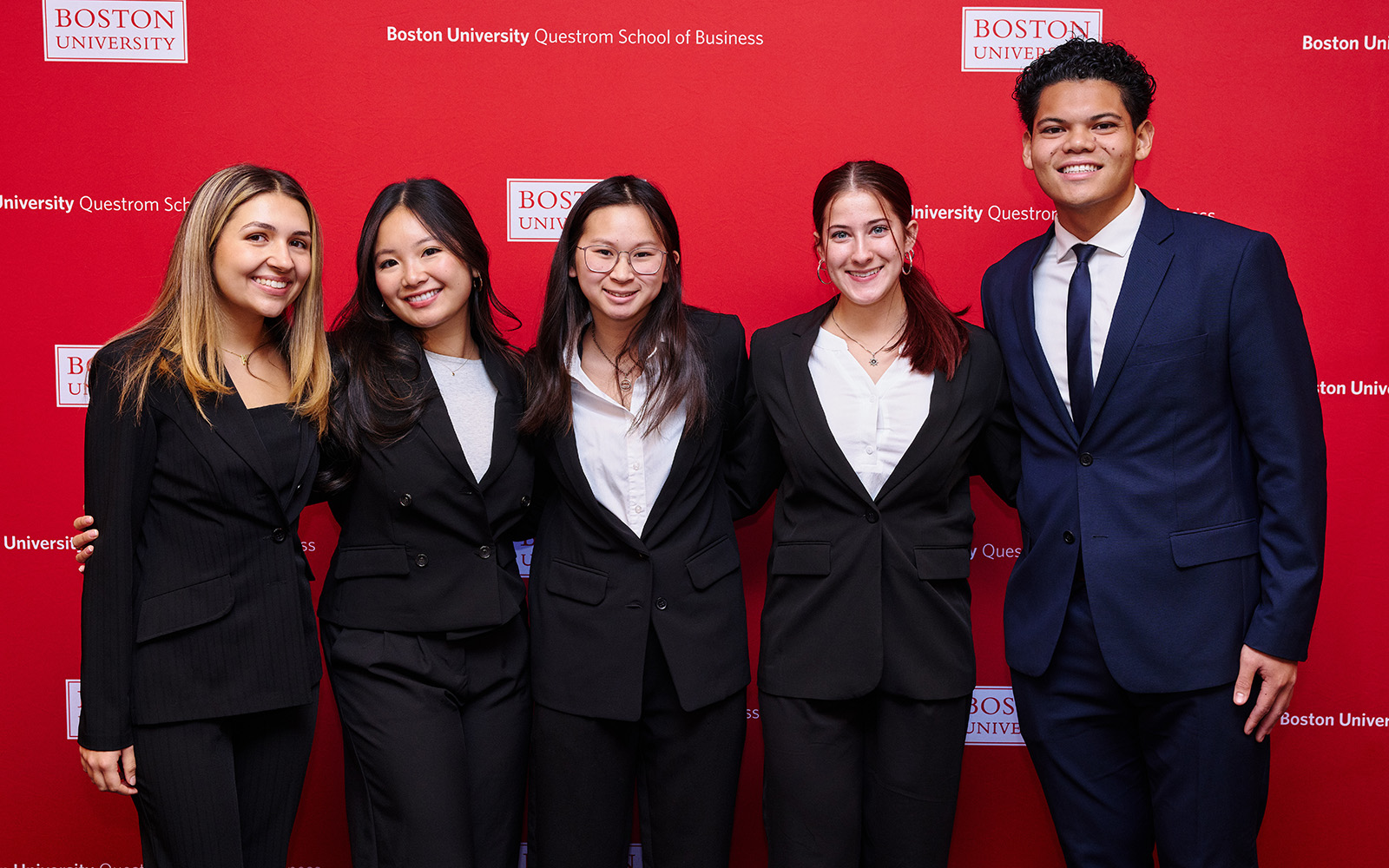 UConn's 3rd Place team for the BU Questrom 50K Sustainability Case Competition. Left to right, Kendall DeCook, Tina Ngo, Nina Dombrowski, Emily Baker, and Hunter Victorio.