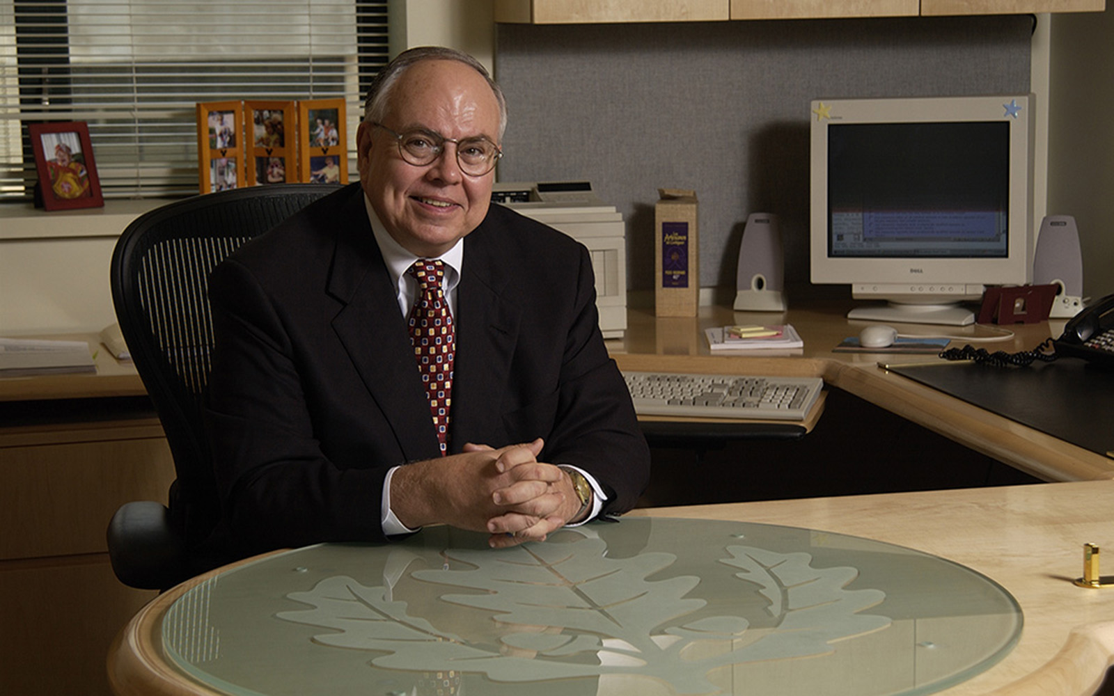 Portrait of Dean Tom Gutteridge, sitting in his office at the UConn School of Business in Storrs, CT
